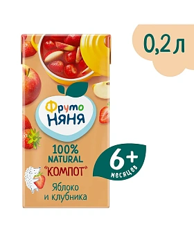 Компот Фрутоняня яблоко клубника 200 мл 5+