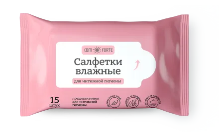 Салфетки влажные Комфорте для интимной гигиены с молочной кислотой и экстр. ромашки № 15