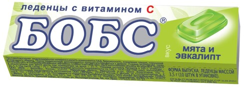 Карамель леденцовая БОБС мята эвкалипт 3.5 № 10   БАД