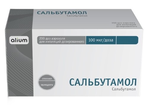 Сальбутамол аэр. для инг. доз. 100 мкг/доза 200 доз 12 мл