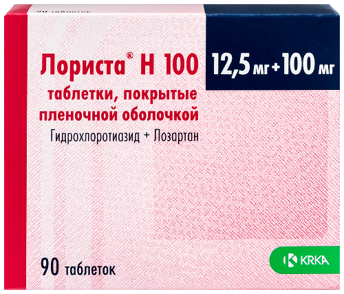 Лориста Н 100 табл. п.п.о. 12.5 мг + 100 мг № 90