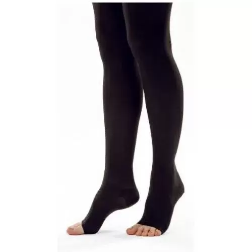 Чулки компрес. до бедра класс II 22-32 мм рт.ст. р. 3 черн с откр. мыском