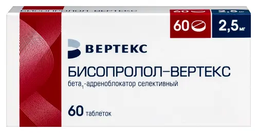 Бисопролол-Вертекс табл. п.п.о. 2.5 мг № 60