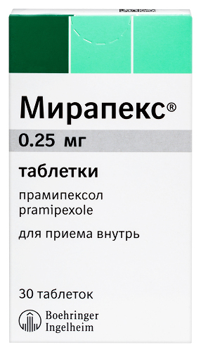 Мирапекс табл. 0.25 мг № 30