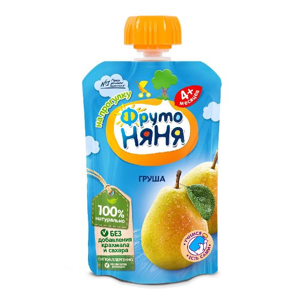 Пюре Фрутоняня груша натуральное без сахара 90 г 4+