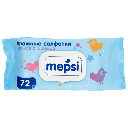Салфетки влажные детские Мепси гипоаллергенные № 72 с клапаном