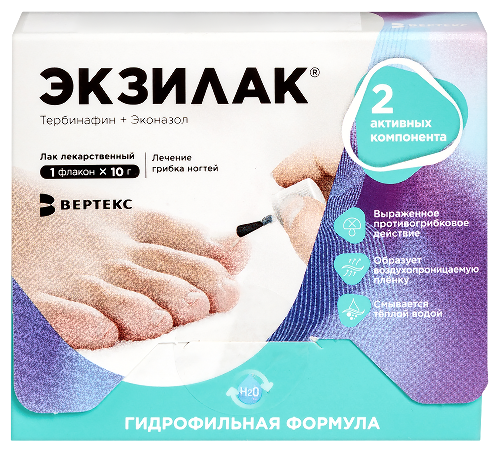 Экзилак лак для ногтей лек. 4%+3% 10 г № 1 в компл с пилками № 30