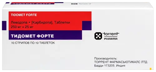Тидомет Форте табл. 250 мг+25 мг № 100
