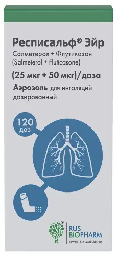 Респисальф Эйр аэр. для инг. доз. 25 мкг + 50 мкг/доза 120 доз