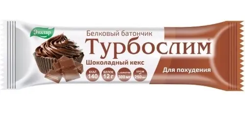 Турбослим батончик для похудения шоколадный кекс 50 г БАД