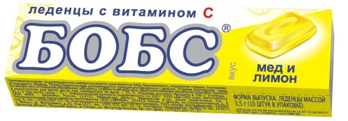 Карамель леденцовая БОБС Мед+Лимон 3.5 № 10   БАД