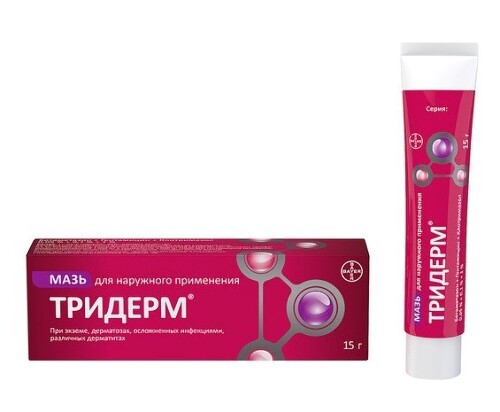Тридерм мазь для нар. прим. 0.05%+0.1%+1% 15 г