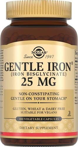 Солгар Капсулы легкодоступное железо Джентл Айрон 25 мг капс. 475 мг № 180 БАД