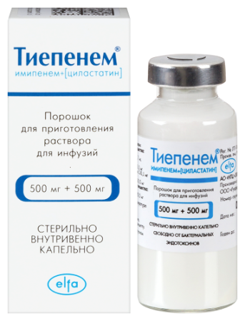 Тиепенем пор. для приг. р-ра д/инф. 500 мг+500 мг фл. 20 мл № 1