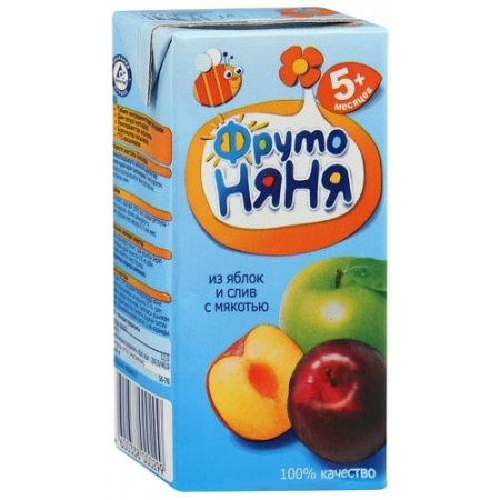 Нектар Фрутоняня яблоко слива с мякотью с сах. 0.2 л 5+