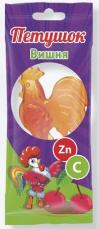 Леденцовая карамель с Цинком и витамином С Петушок вкус вишни 17 г БАД