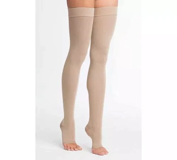 Чулки компрес. до бедра класс I 18-21 мм рт.ст. р. 2 крем. с откр. мыском и силиконом ЧСк1(п)-К