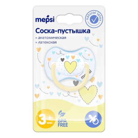 Соска-пустышка Мепси латексная анатомическая 0375 3+
