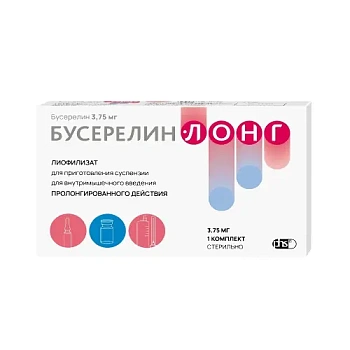 Бусерелин-лонг лиоф. для приг. сусп. в/м введ. пролонг. д-я 3,75 мг № 1 + р-ль + набор для введ.