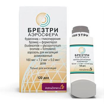 Брезтри Аэросфера аэр. для инг. доз. 160 мкг+7.2 мкг+5 мкг/доза 120 доз 10.7г 