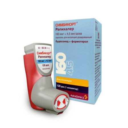 Симбикорт Рапихалер аэр. для инг. доз. 160 мкг+4.5 мкг/доза 120 доз