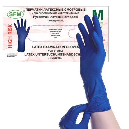 Перчатки смотровые нестер. латекс неопудр. текстур. SFM особопрочные high risk р.L № 25 пар