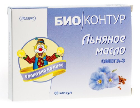 Масло льняное первый холодный отжим капс. № 60 БАД