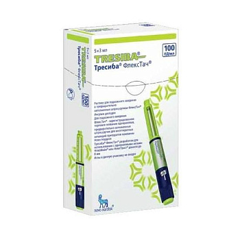 Тресиба р-р для п/к. введ. 100 ЕД/мл картриджи в шпр.-ручках ФлексПен 3 мл № 5