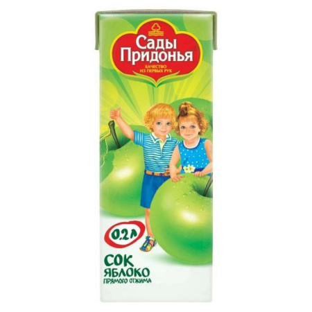 Сок Сады Придонья яблоко прямого отжима 0.2 л 4+