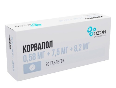 Корвалол табл. 0.58 мг+7.5 мг+8.2 мг № 20