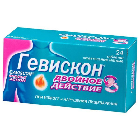 Гевискон Двойное действие табл. жев. мятные № 24