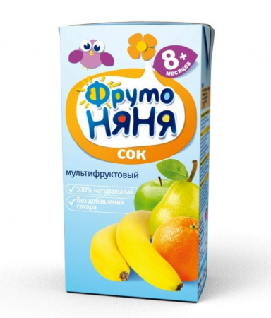 Сок Фрутоняня мультифрукт неосв. без сахара 0.2 л 6+
