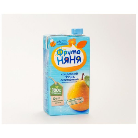 Сок Фрутоняня груша осветленный без сахара 0.2 л 4+
