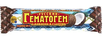 Гематоген Русский Лава лава с кокосом в глазури 40 г БАД