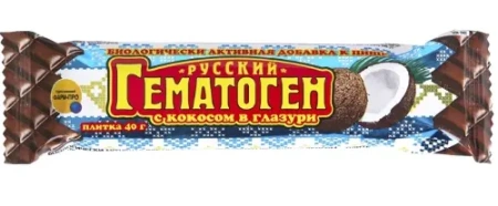 Гематоген Русский Лава лава с кокосом в глазури 40 г БАД