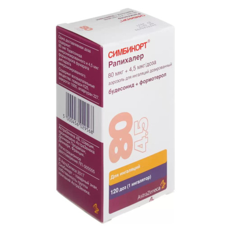Симбикорт Рапихалер аэр. для инг. доз. 80 мкг+4.5 мкг/доза 120 доз