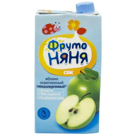 Сок Фрутоняня яблоко осветл. без сахара 0.2 л 4+
