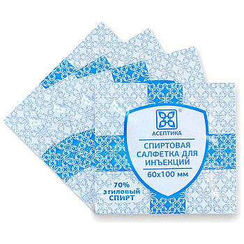 Салфетка спиртовая антисептическая 60х100 мм № 1