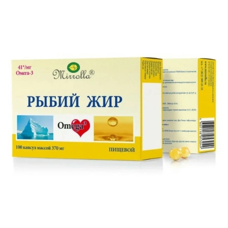 Рыбий жир Мирролла капс. 370 мг с вит. Е № 100 БАД