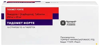 Тидомет Форте табл. 250 мг+25 мг № 100