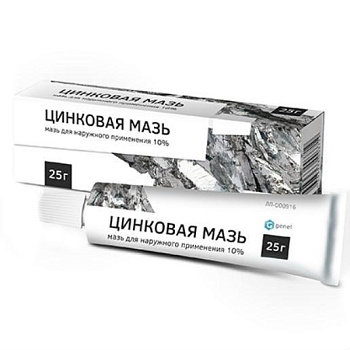 Цинковая мазь для нар. прим. 10 % 25 г Цинковая мазь для нар. прим. 10 % 25 г