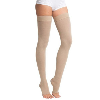 Чулки компрес. до бедра класс II 22-32 мм рт.ст. р. 3 крем. с откр. мыском и силиконом ЧС2(п)-К
