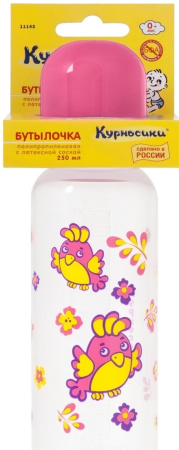 Бутылочка Курносики полипропилен с латексной соской 250 мл Мои любимые птички 11143 0+