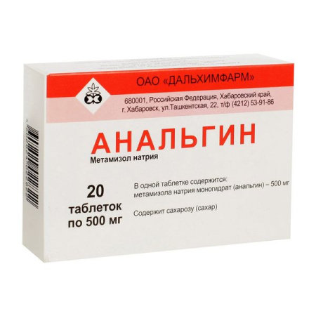 Анальгин табл. 500 мг № 20