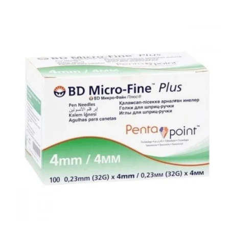 Иглы для шприц-ручки BD Micro-Fine Plus с пятигранной заточкой по технологии PentaPoint 32G 0.23х4 мм №100