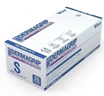 Перчатки смотровые нестер. латекс неопудр Dermagrip повыш. прочности High Risk р.S 6-7 № 25 пар