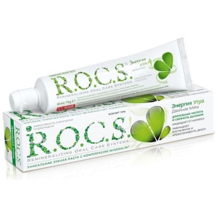 Зубная паста Рокс энергия утра двойная мята 74 г