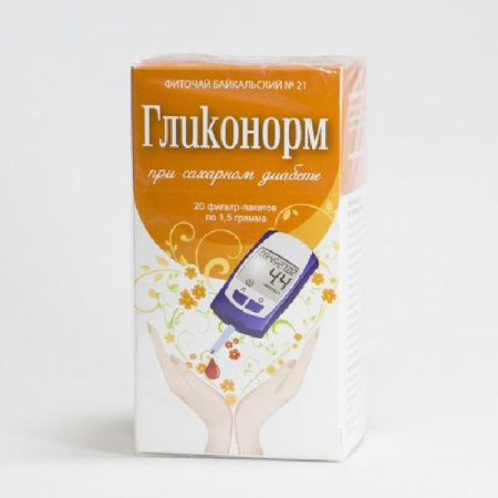 Фиточай Байкальский № 21 при сахарном диабете Гликонорм ф/п 1.5 г № 20 БАД