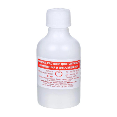 Аммиак р-р для нар. прим. и инг. 10 % 40 мл