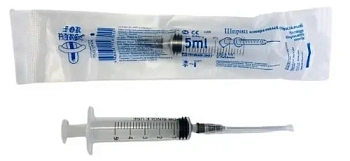 Шприц инъекционный 5 мл трехдетальный с иглой 22G 0.7х38 мм №1